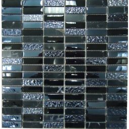 Мозаика Super Line (black) стекло с камнем 8*15*48- 30*30