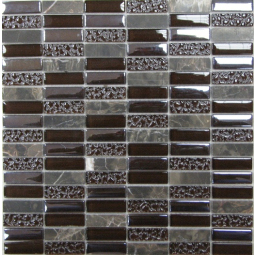 Мозаика Super Line (brown) стекло с камнем 8*15*48- 30*30