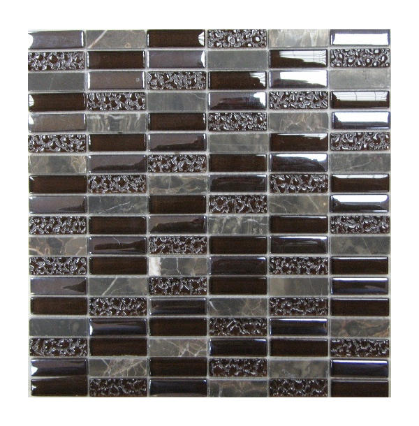 Мозаика Super Line (brown) стекло с камнем 8*15*48- 30*30 СК000028663