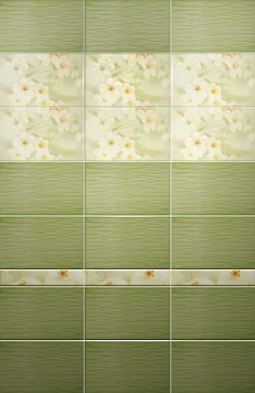 Керамическая плитка Сакура зеленый от Unitile (Шахтинская плитка) купить в интернет-магазине mkplitka.ru - 5